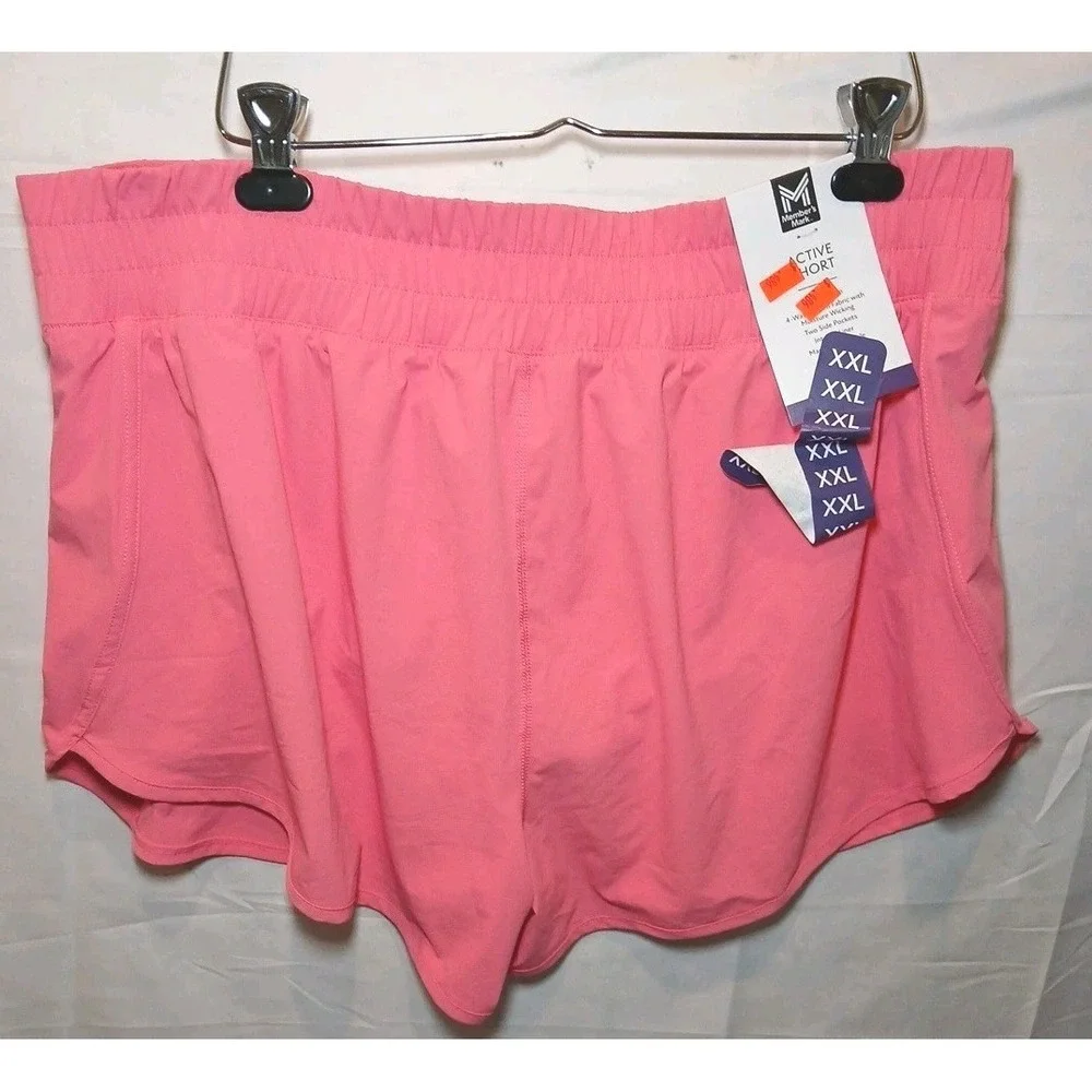 Members Mark Active Shorts Women's Size XXL Pink Elastic Waist NWT